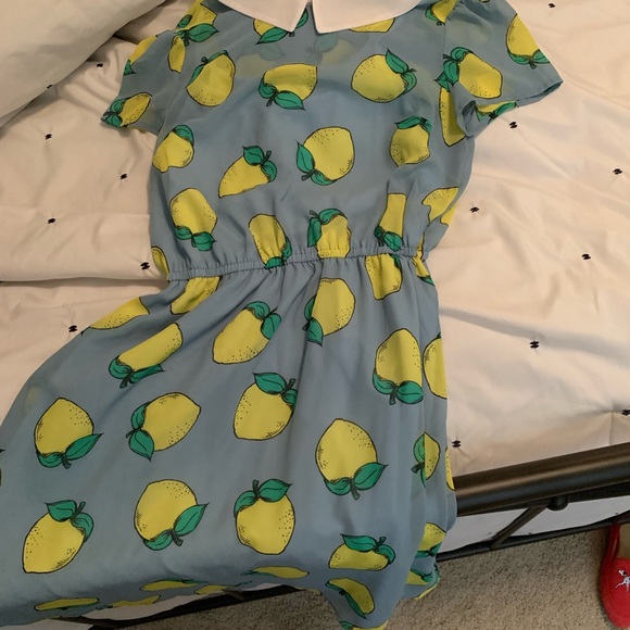 Modcloth lemon Peter Pan color dress lemon sheer size S - Picture 3 of 3